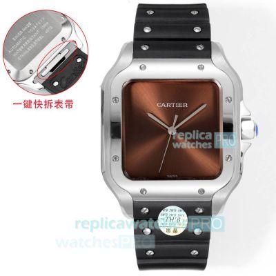 THB Cartier Santos de Cartier Automatic Chocolate Dial Swiss Reissue Watch 
